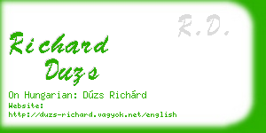 richard duzs business card